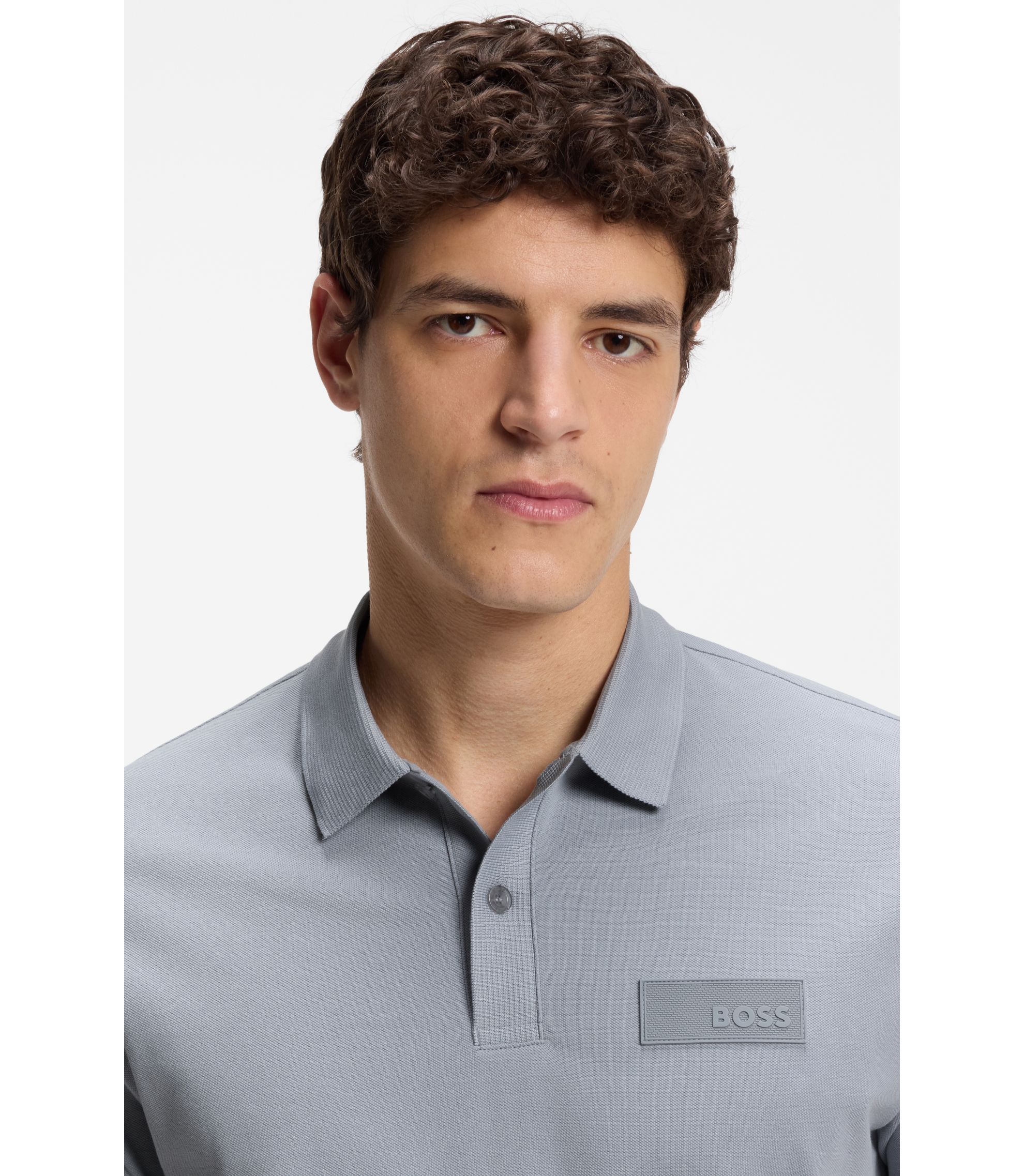 Polo en coton noir BOSS Paddy Structure