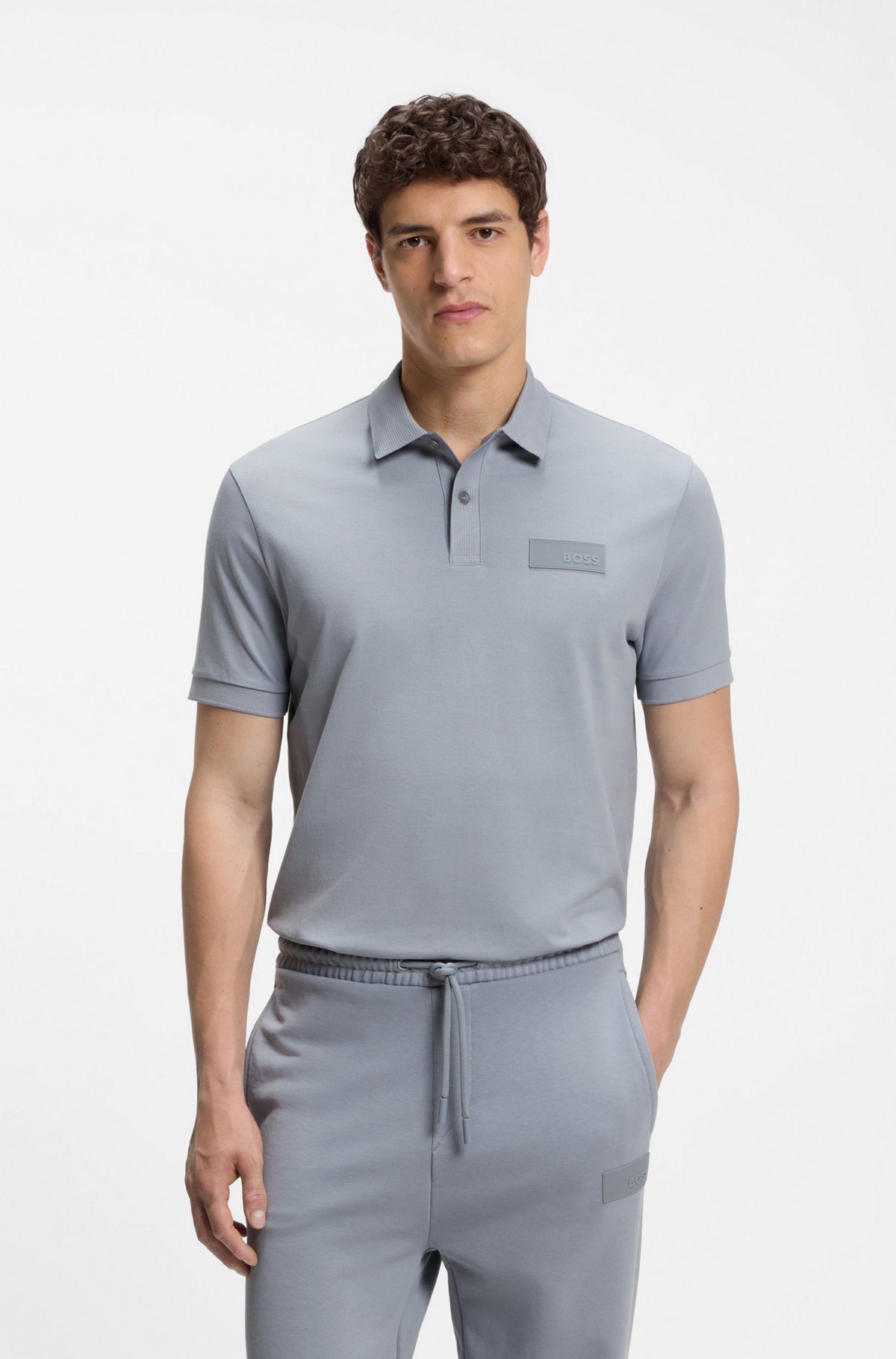 Polo en coton noir BOSS Paddy Structure