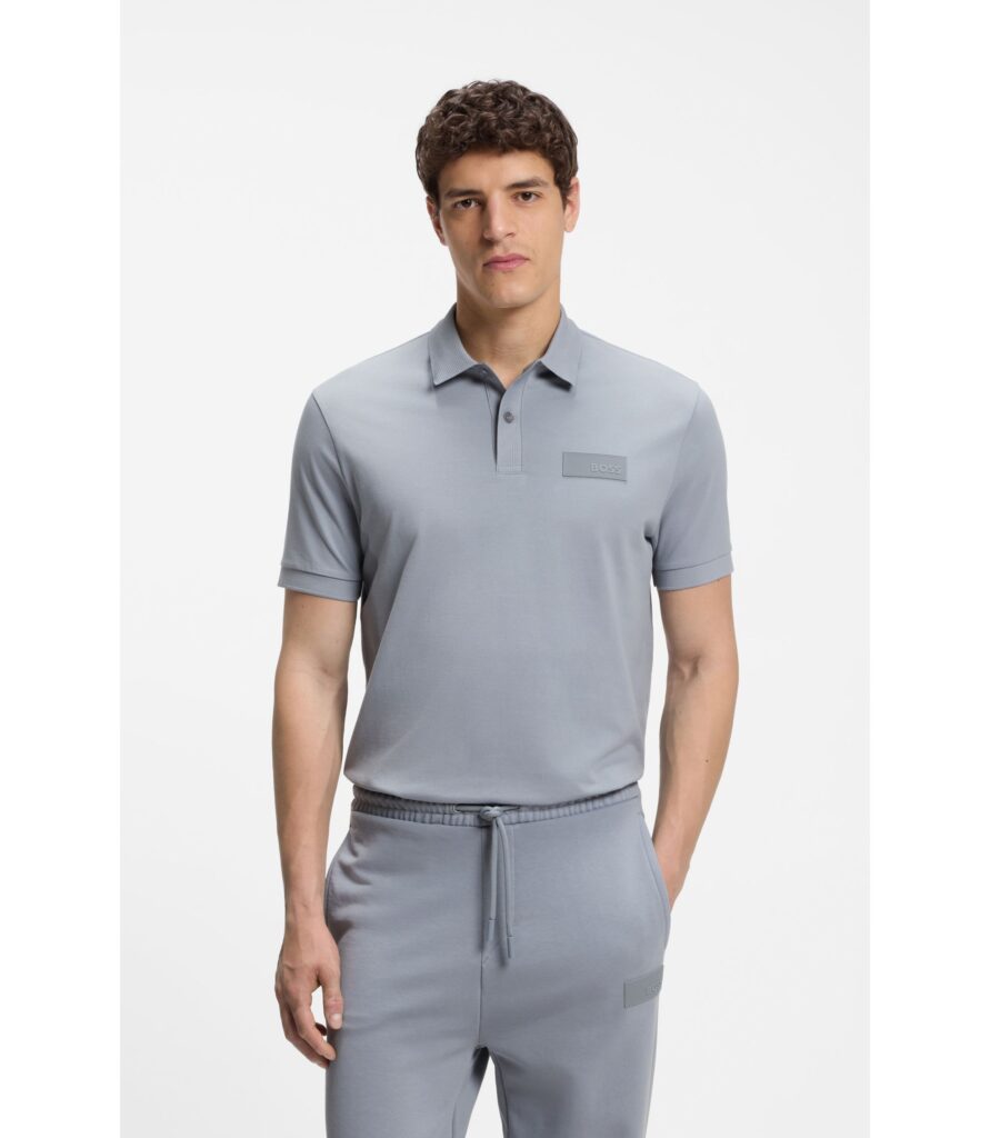 Polo en coton noir BOSS Paddy Structure